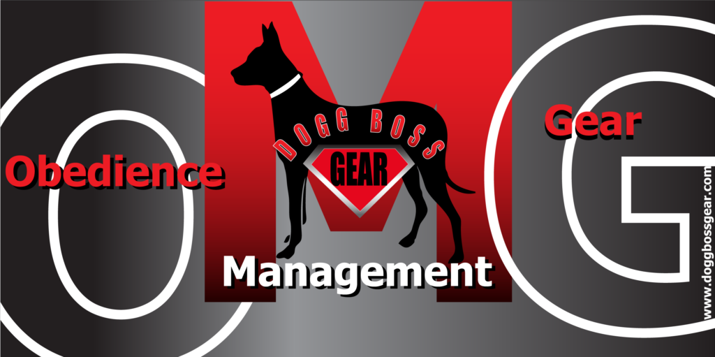 Dogg Boss Gear logo with dog silhouette and text: Obedience, Management, Gear.